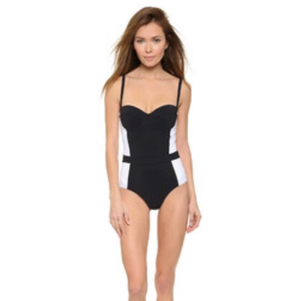 Tory Burch Lipsi Womens Black White Colorblock One Piece Underwire Swimsuit XS